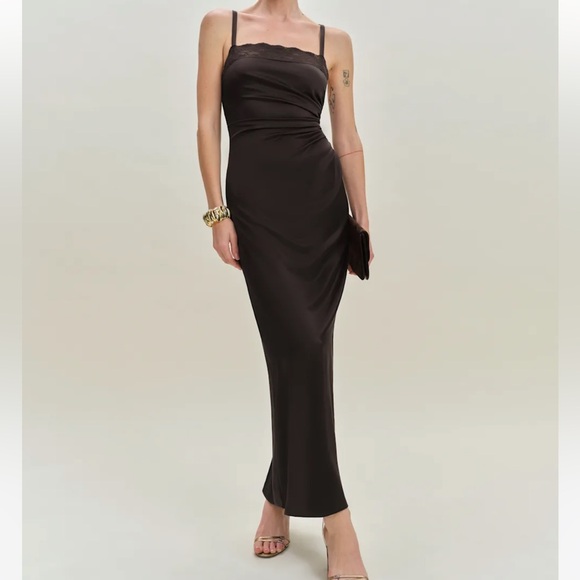 NEW NWT Reformation Vesper Satin Dress Mole